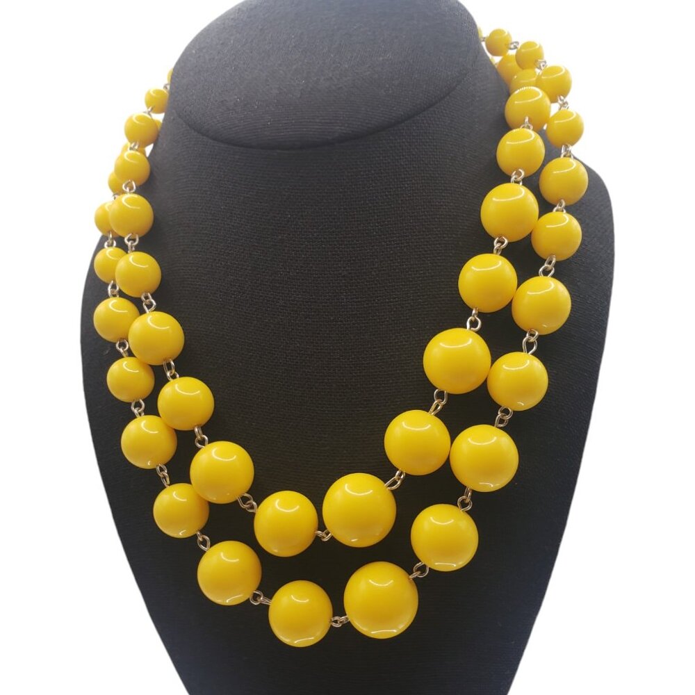 Retro Sunshiny Yellow Bubble Gum Graduated Beaded Chocker - Picture 8 of 11